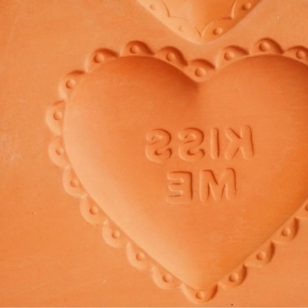 Vintage 90s Heart Cookie Valentine Mold Terra Cotta Bakeware by Boston Warehouse